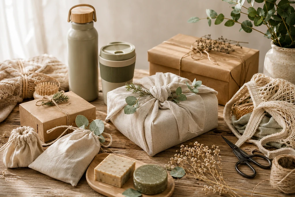 Duurzame cadeaus met herbruikbare producten en herbruikbare cadeauverpakking