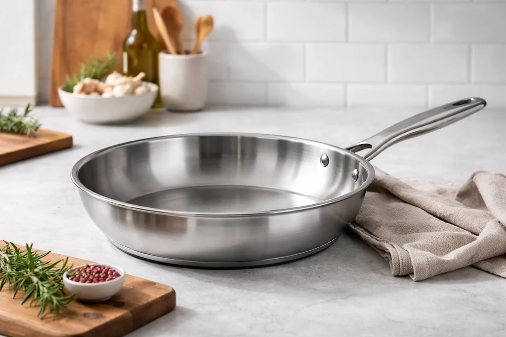 duurzame RVS pan zonder coating in moderne keuken