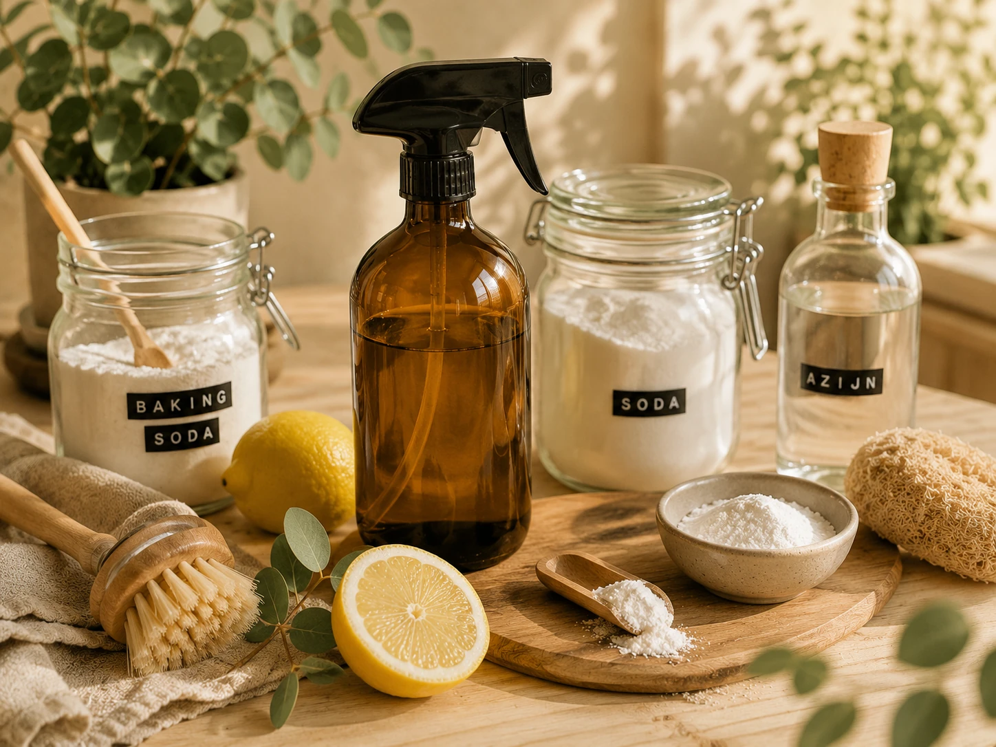 Zelf duurzame producten maken met glazen flessen, natuurlijke ingrediënten en herbruikbare materialen.